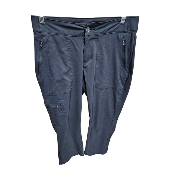 Columbia Womens Cropped Pants Black Hiking Outdoor Casual Zip Pockets - Picture 1 of 4